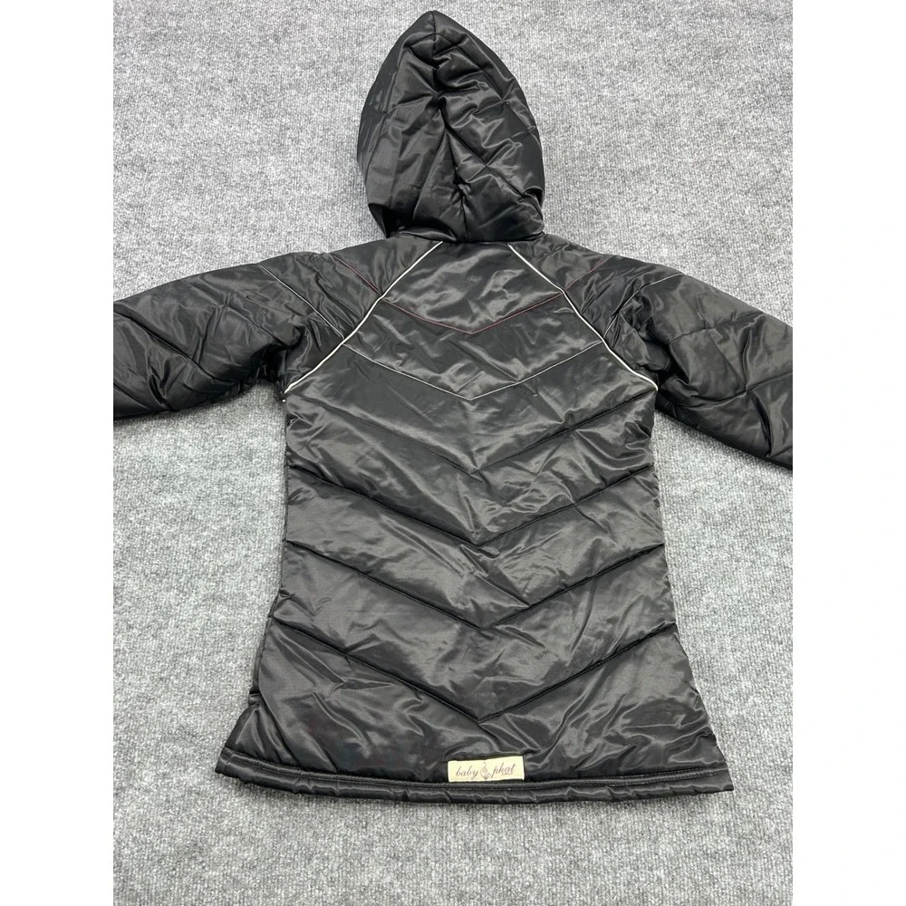 Baby Phat Vintage Girls Black Hooded Puffer Jacket‎ Pink Lining Logo Size 6X